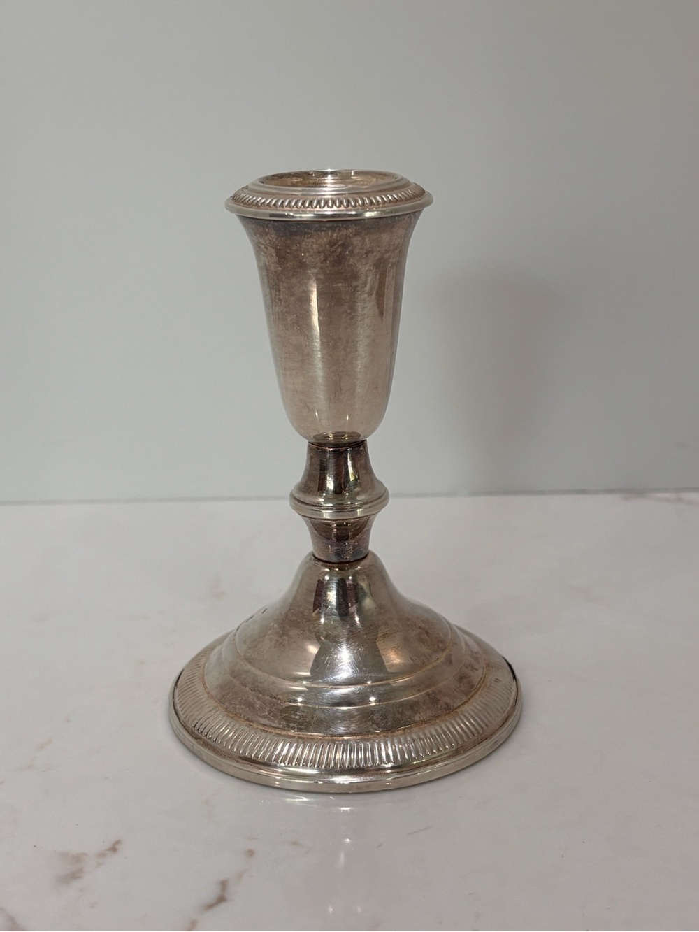 Vintage Empress Sterling Silver Weighted Candlestick 4.5” Fluted Rim